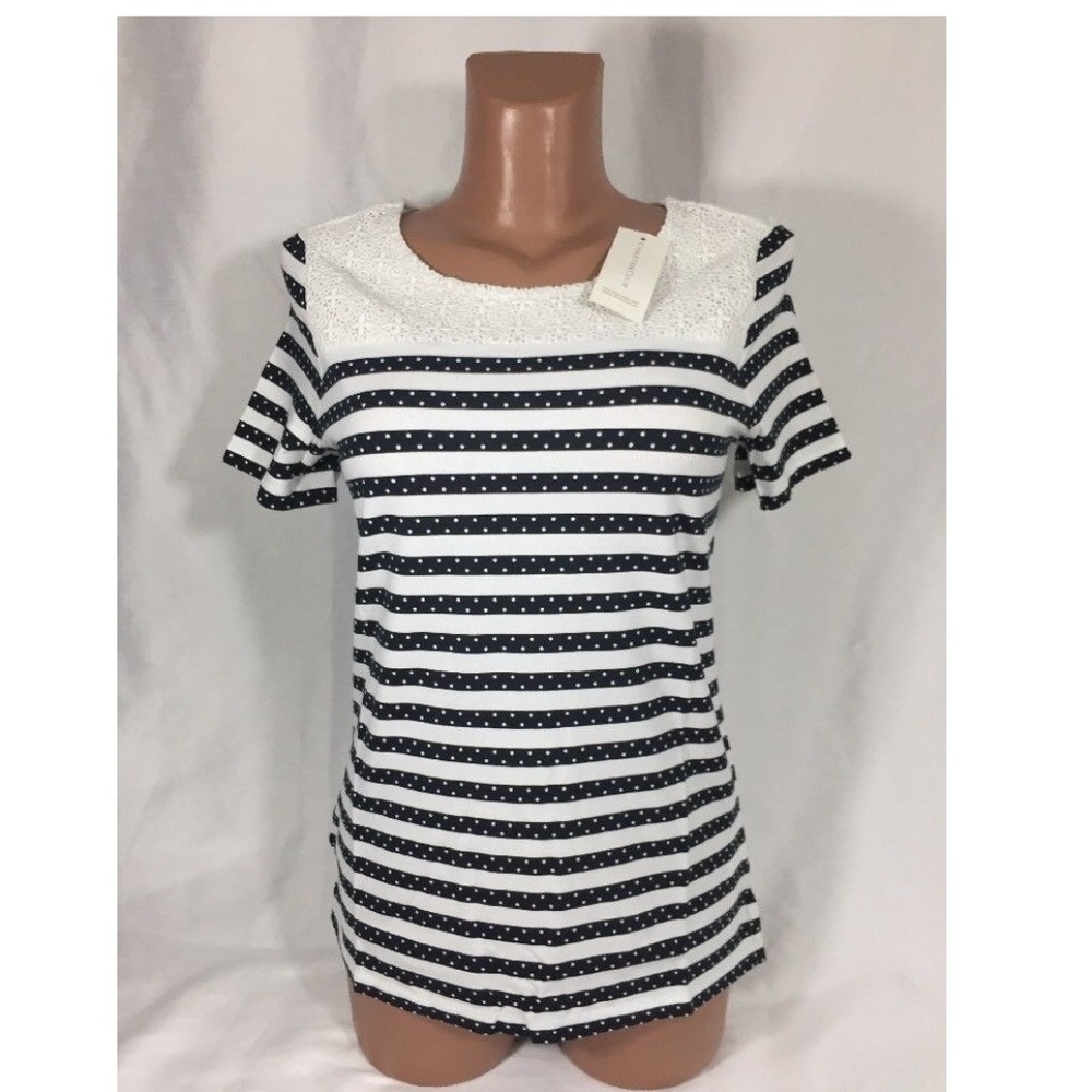Charter Club Nantucket Lace Tee Top Size XS